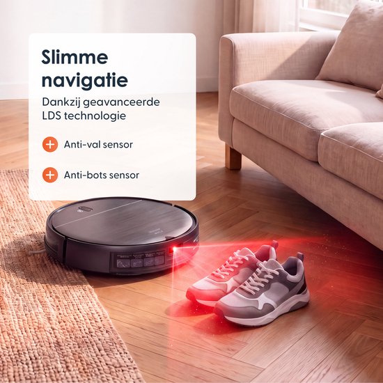 Skoov EcoPulse Robotstofzuiger met Dweilfunctie en Laadstation - Dweilrobot - Stofzuiger Robot en Dweil in 1 - Huisdieren en Hondenharen - Dynamische Navigatie - App & Afstandsbediening - Zwart