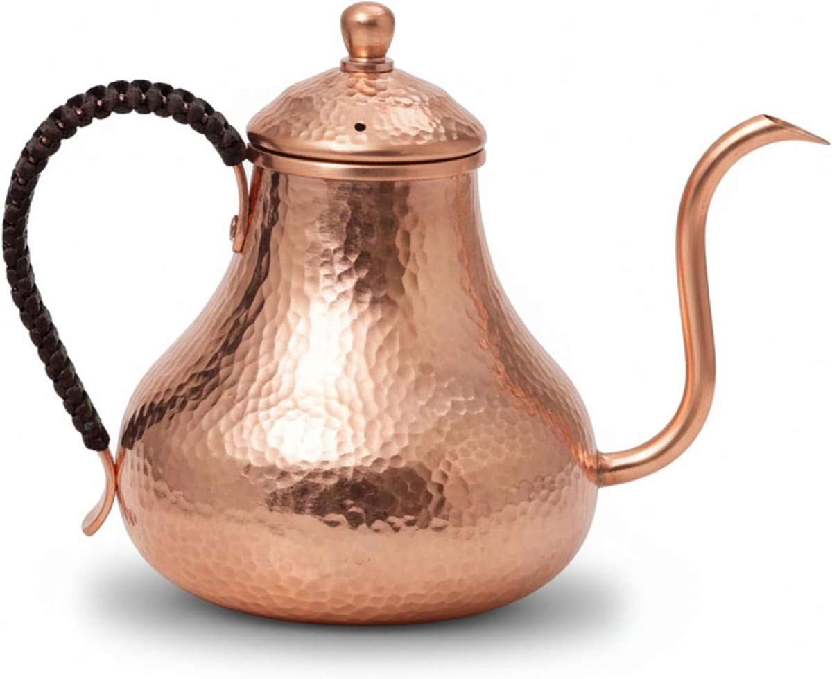 Koperen Theeketel - Waterkoker Thee - Warme Dranken Zetten - Precisie Uitloop - 600 ml - Bruin