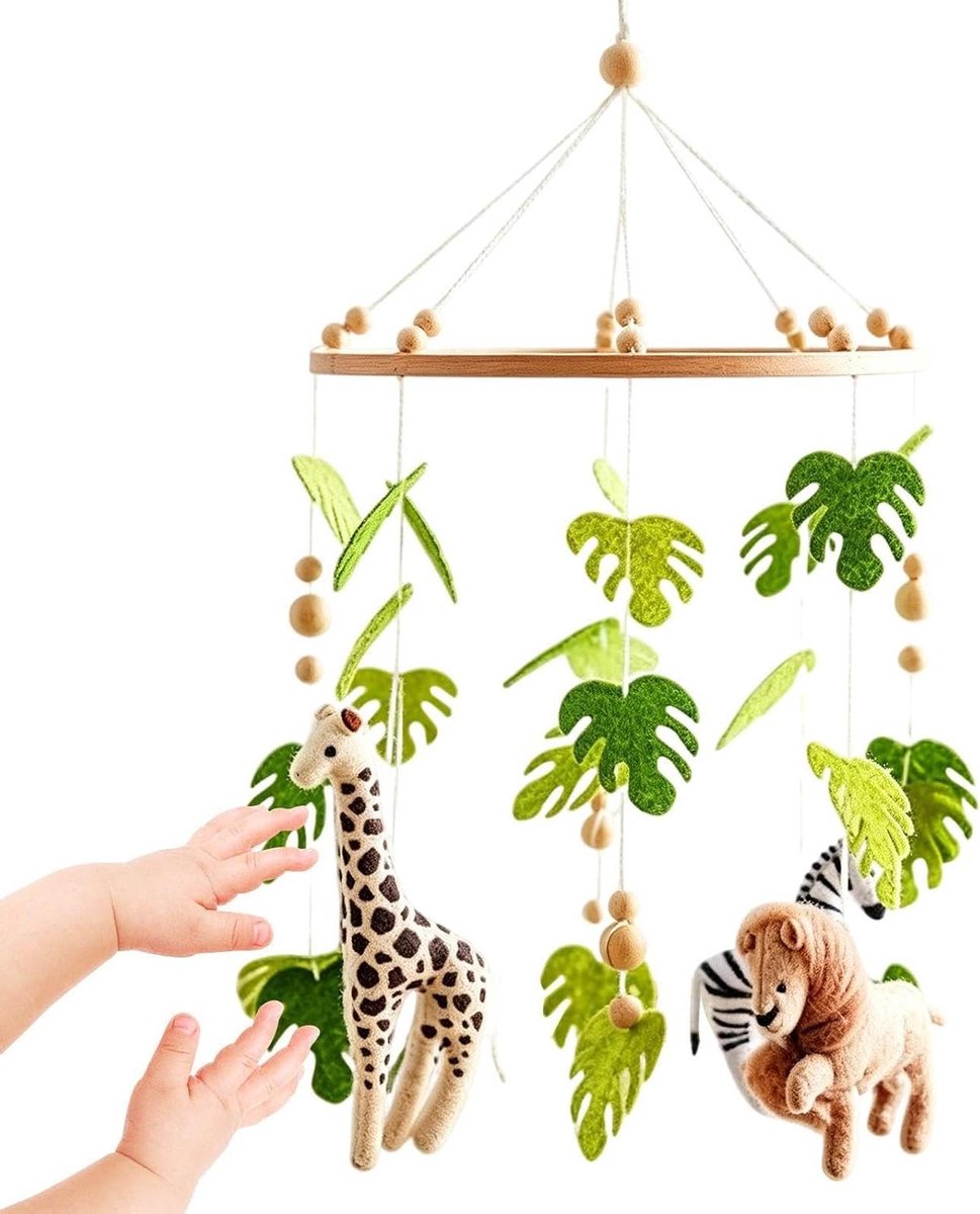 Babymobiel Dieren - Ledikant Mobiel - Babykamer Decoratie - Zintuiglijke Stimulatie - 51x24cm - Niet gespecificeerd