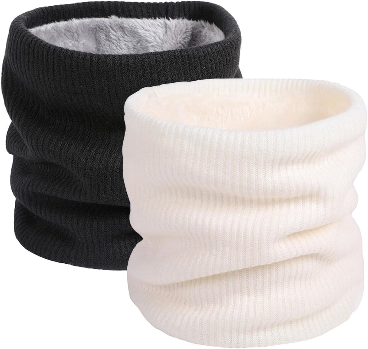 Loopsjaal voor dames en heren, thermische fleece, colsjaal, winterhalswarmer, winddicht, sportsjaal, halswarmer voor fiets, motorfiets, skiën, wit, Eén maat