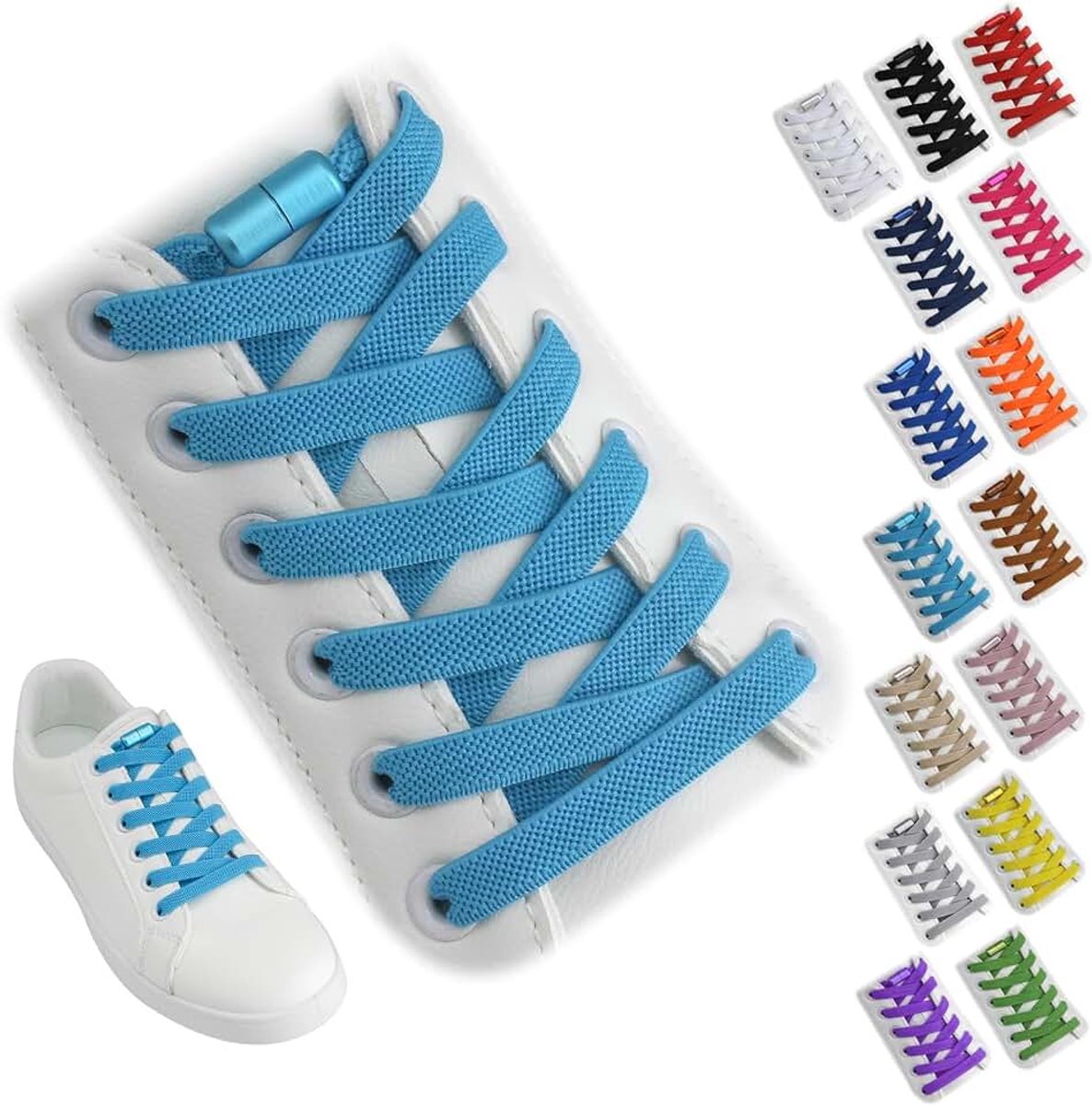 2 Paren Elastische Veters Zonder Strikken, Met Snellsluiting, Voor Gymschoenen & Alledaagse Schoenen, Geschikt Voor Kinderen & Volwassenen, Verstelbaar, Eenvoudig, Rekbaar