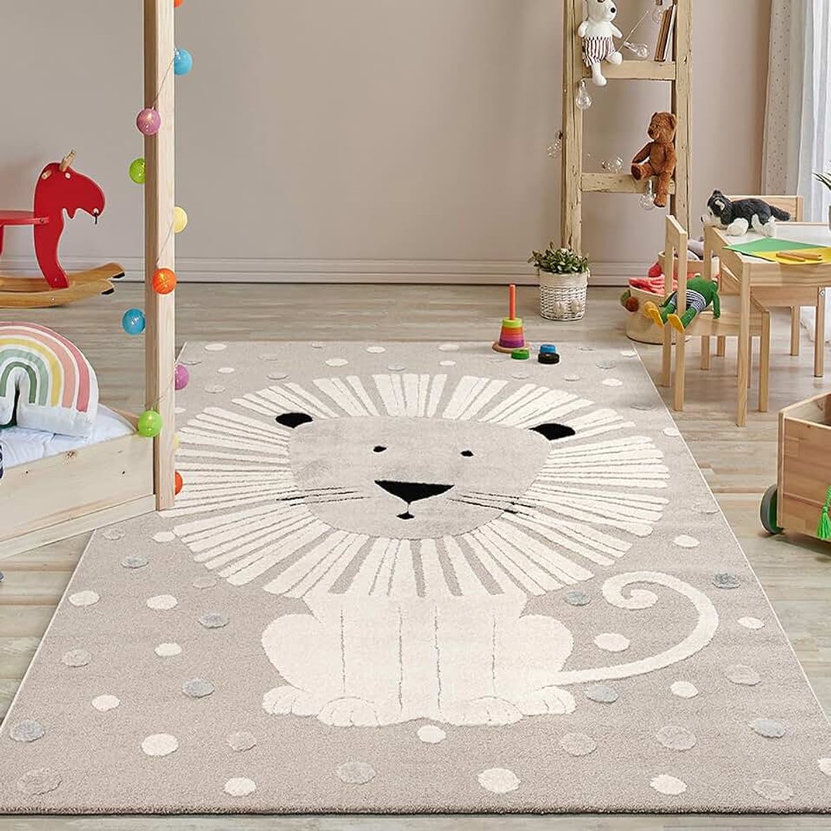 The carpet Jungle Kids - Kindertapijt voor de kinderkamer, kindertapijt, 3D-effect, onderhoudsvriendelijk, duurzaam, Leeuw, 120 x 170 cm