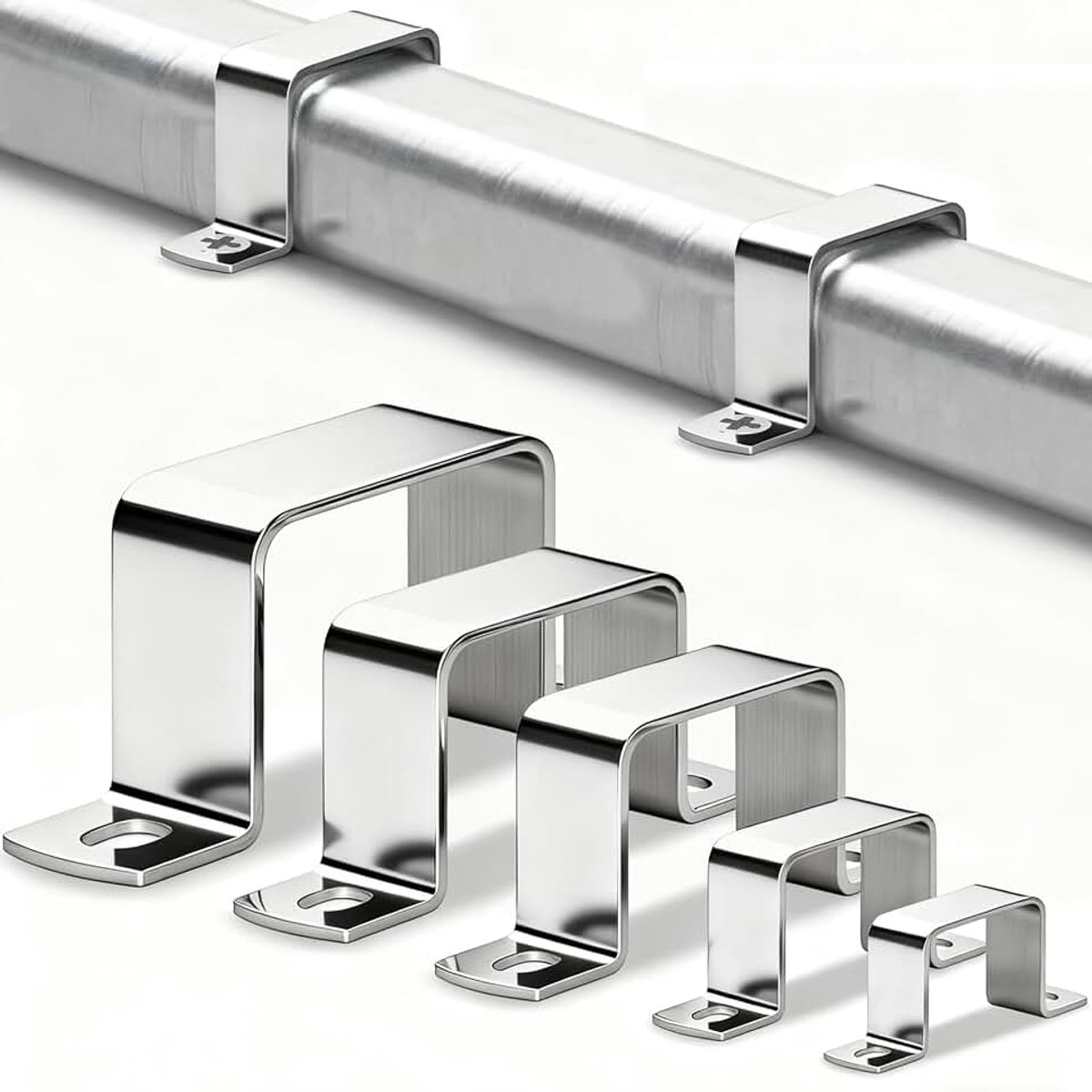 4 Stk Vierkante Buisklem 100x100 mm Vierkante Buisklem 304 Roestvrij Staal U-Vormige Vierkantbuis Houder Hoek Klemmen Rechthoekig Voor Vierkante Buizen