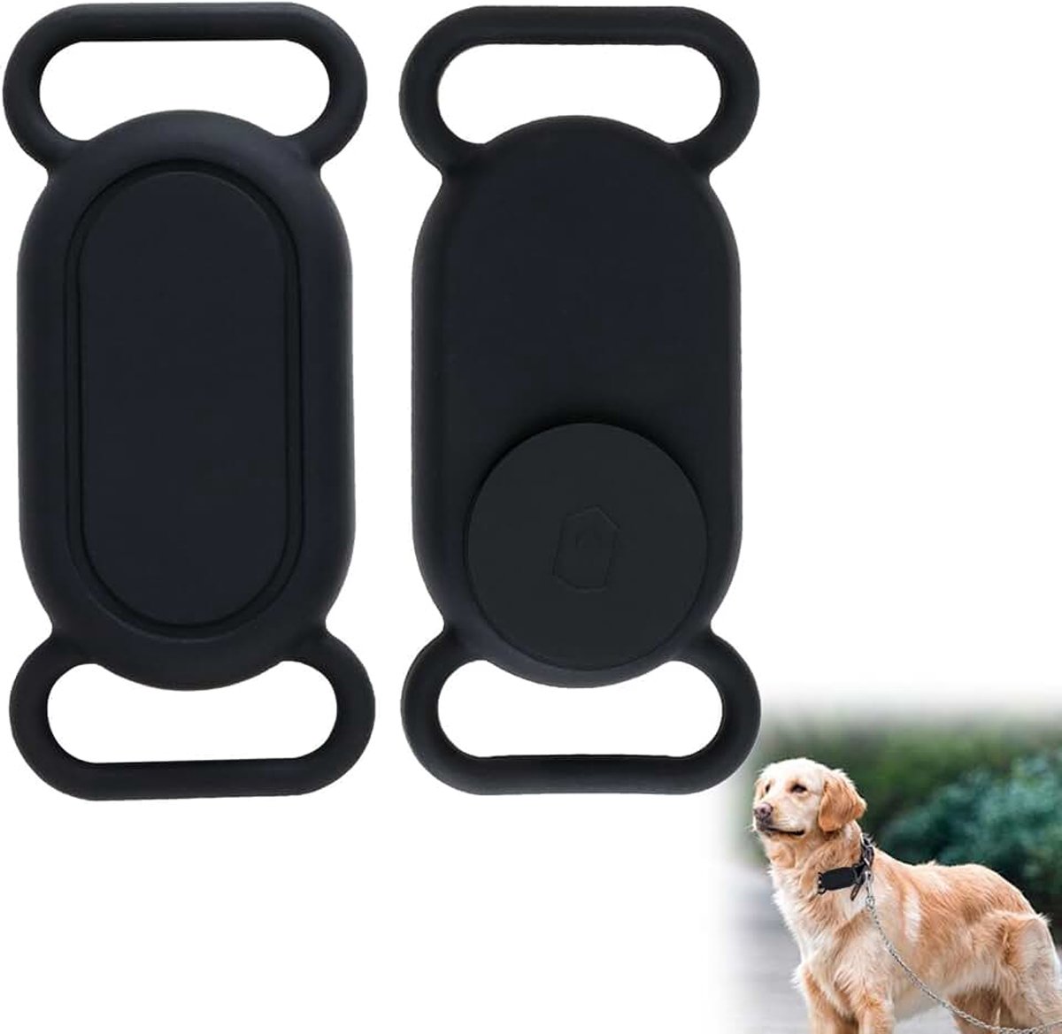 2 zwarte siliconen hoezen voor hondenhalsband, compatibel met Smart Tag 2, waterdichte siliconen afdichting, krasbestendig en waterdicht, voor GPS-tracker voor honden