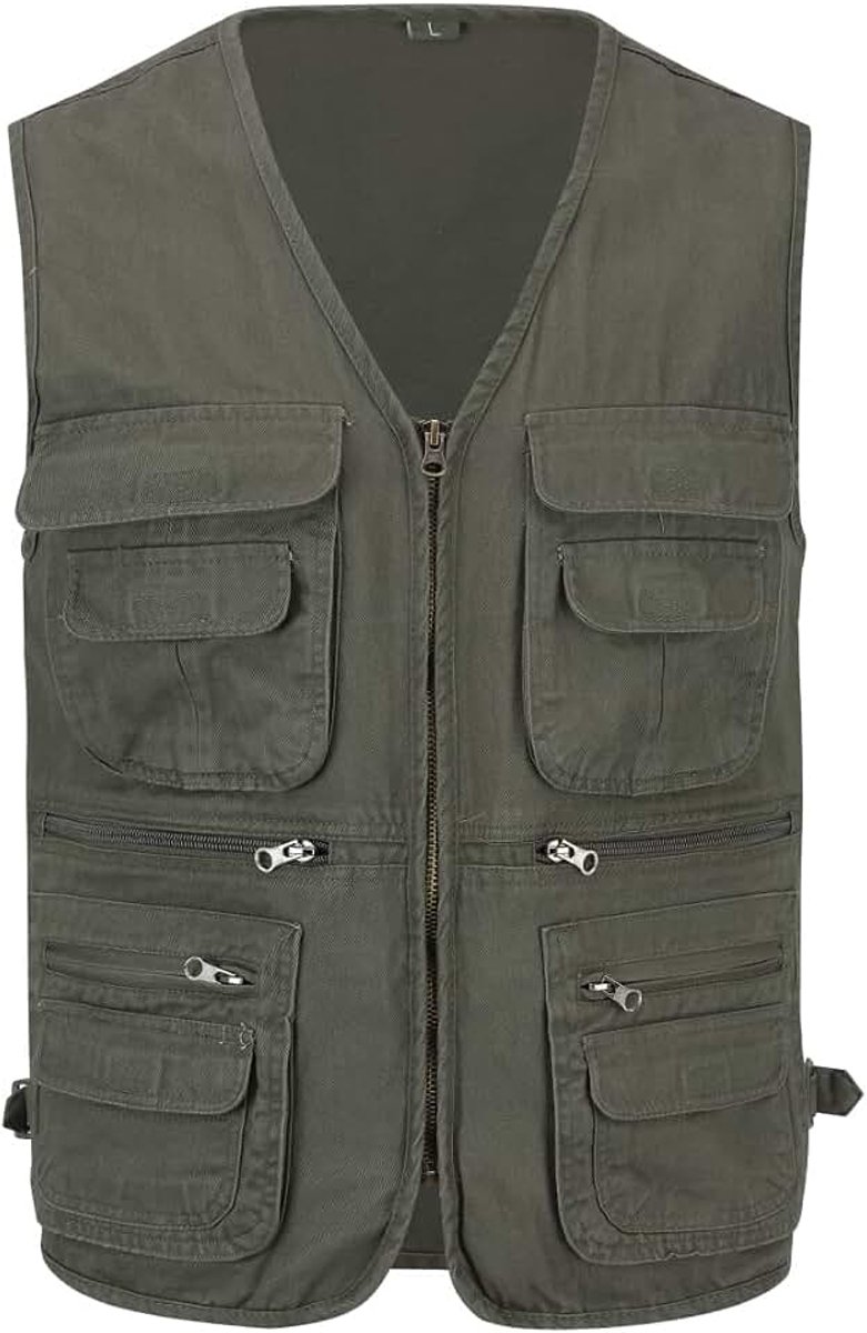 Heren gilet Multi Pocket Cargo Utility Safari Vest Outdoor Vissen Jacht Vest
