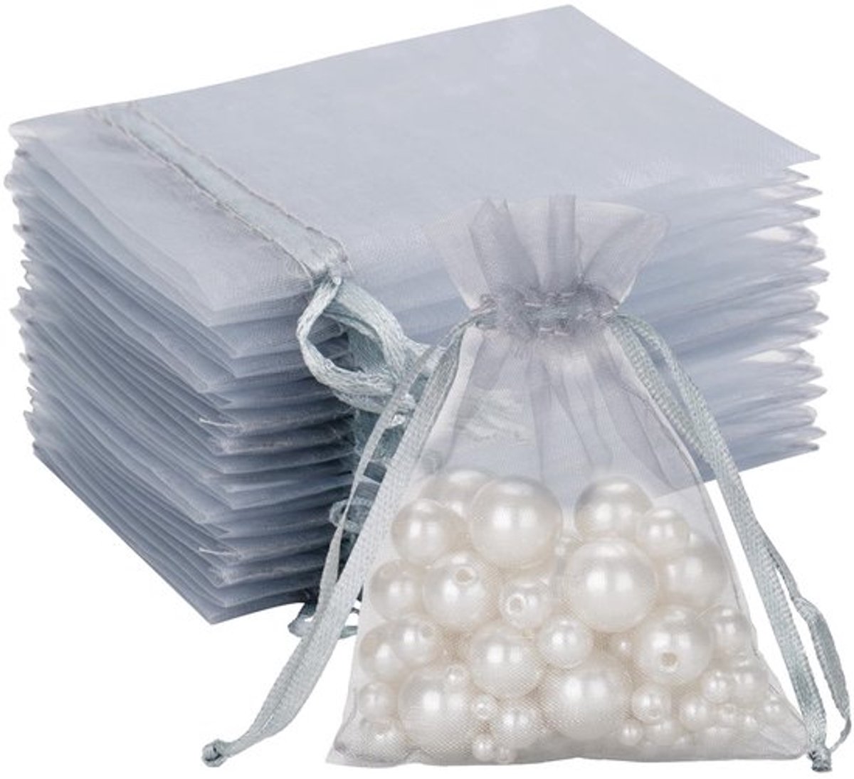 Organza zakjes - Geschenkzakjes voor sieraden - Transparant en praktisch - Grijs - Lavendelzakjes - Perfect voor bruiloften en geschenken