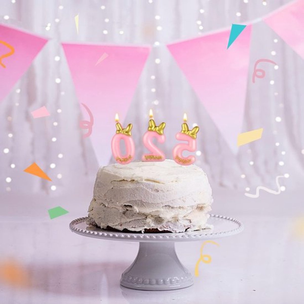 Schattige verjaardagscadeau kaars met strik, 5.8 cm hoge nummerkaars voor meisjes, perfect voor verjaardagsfeesten en jubileumvieringen