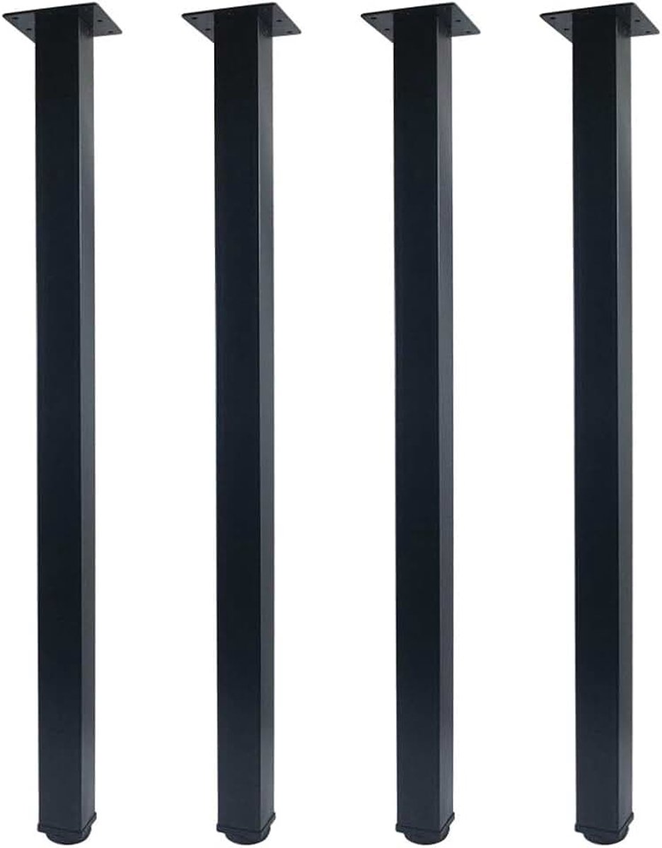 Poten, in hoogte verstelbaar, set van 4, vierkant profiel 50 x 50 mm, hoogte 75 cm, doe-het-zelf zwarte tafelpoten voor kantoor (75 cm, zwart)