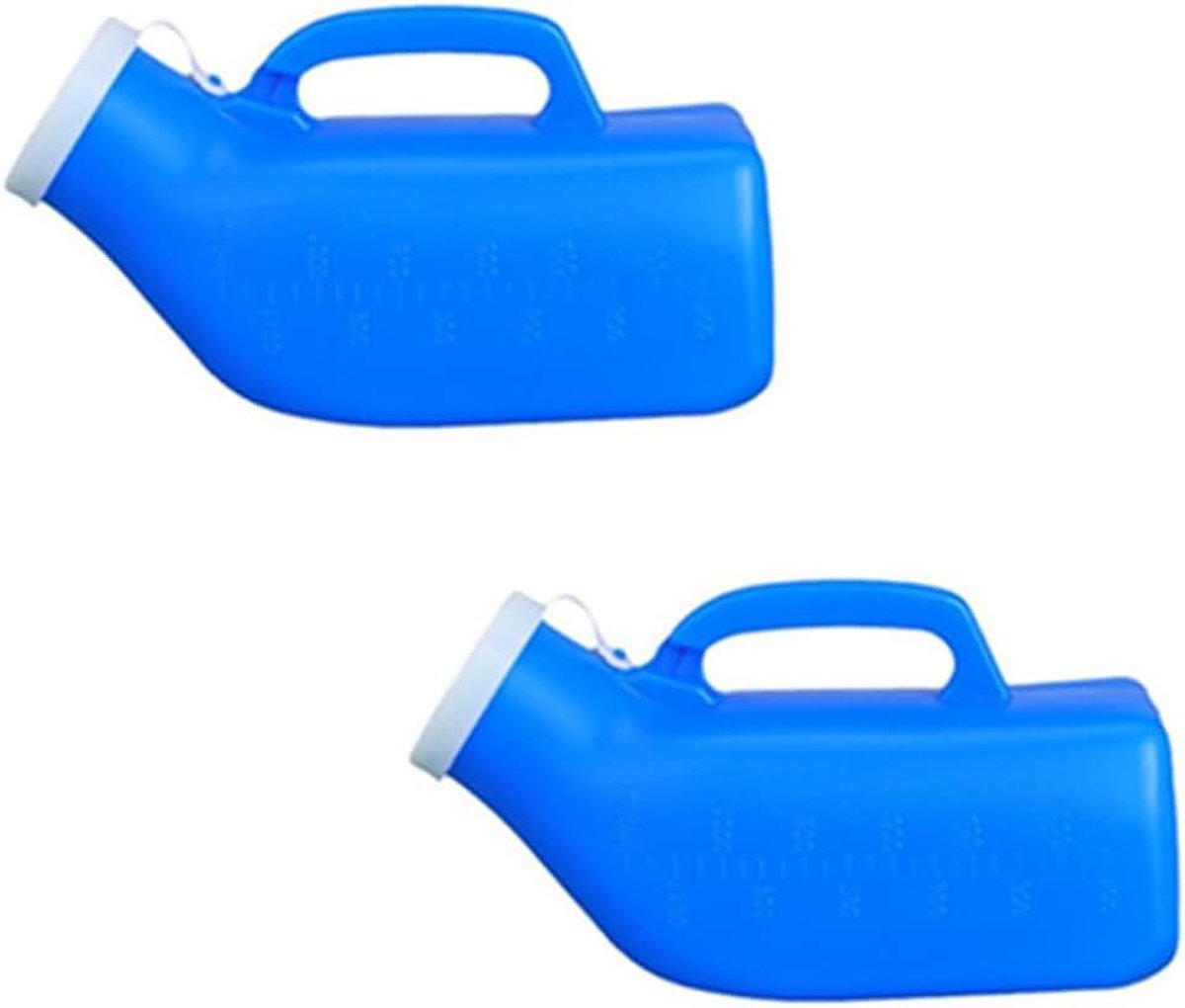2 stuks urineflessen voor heren, 1200 ml, dikke kunststof bedkom voor heren met anti-druppeldop - urinoir - draagbare papegaai - urinoir voor reizen, draagbaar urinoir
