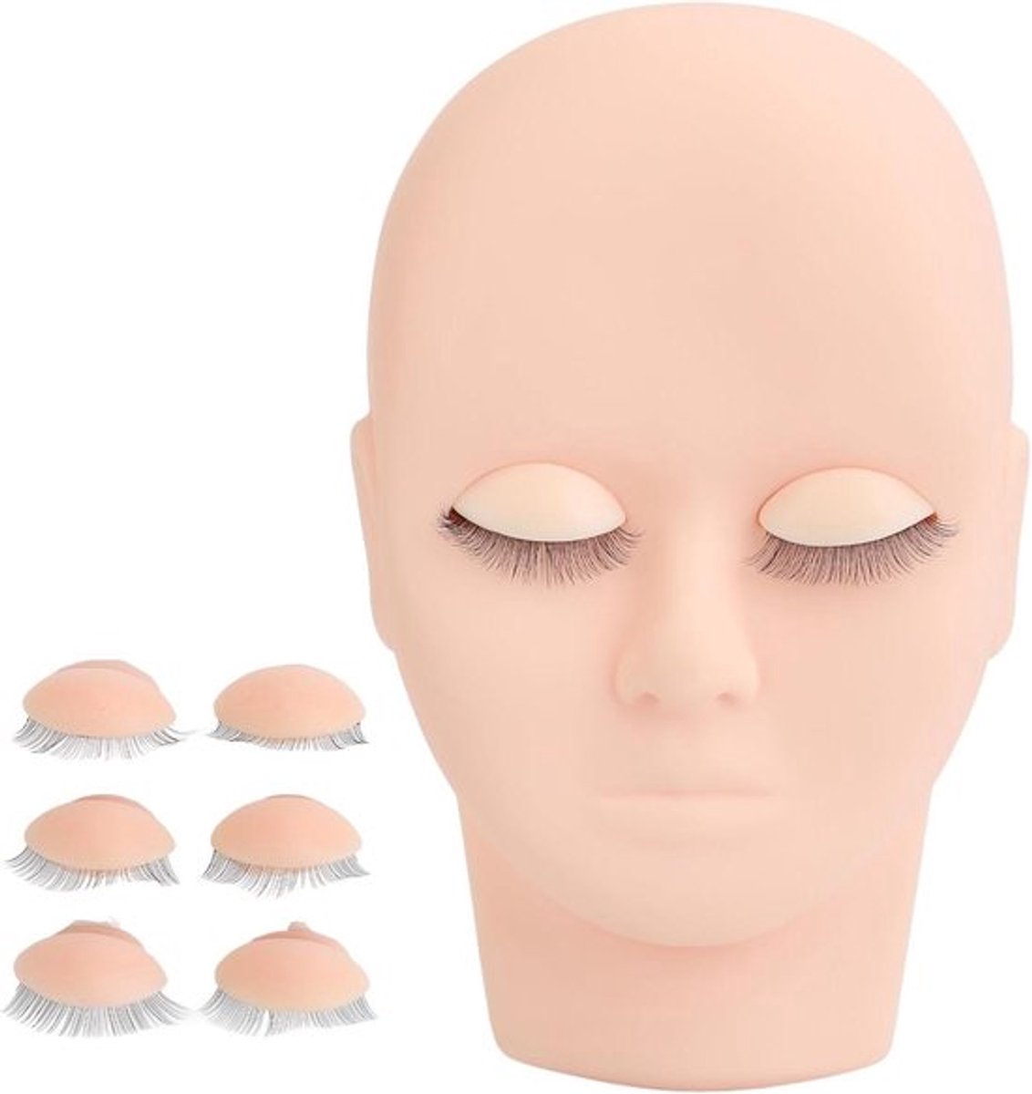 Mannequin Hoofd voor Make-Up en Wimperverlenging met Verwijderbare Oogleden en Wimpers - Roze Kleur - Oefenpop - Wimper Praktijk Hoofd