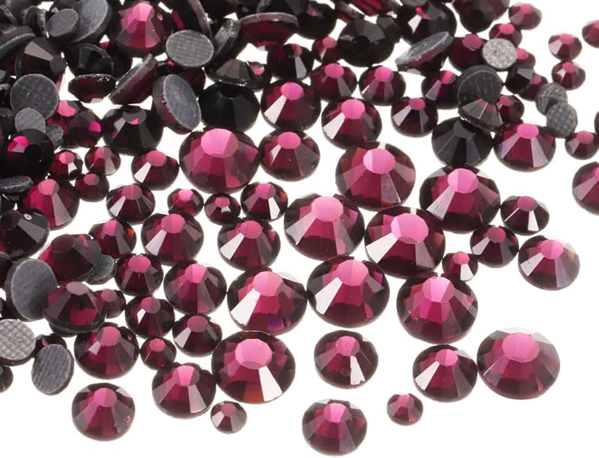 1450 stuks Hotfix strass-steentjes, platte achterkant, kristalglas, edelstenen met doorzichtig zakje, nagelkunstset voor knutselen, kleding, doe-het-zelf decoratie, 5 maten (SS6-SS30 set