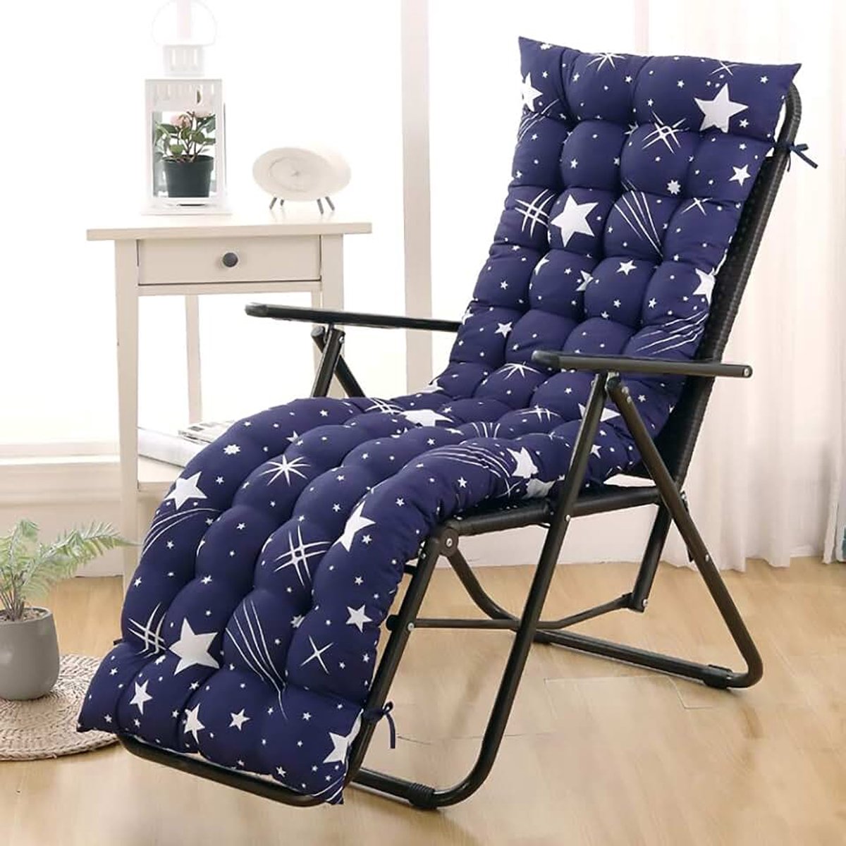 Bench Pad Mat zitkussen, Tuin Stoel van het Wapen Cotton Padded High Kussen, Seat Pad voor Garden Patio Keuken Eetkamer,Star 1,53x170cm(21x67inch)