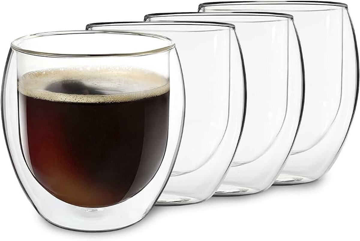Jumbo Latte Macchiato glazenset, 4 x 310 ml, dubbelwandige glazen, latte macchiato, dubbelwandige koffieglazen, theeglazen, cappuccinoglazen, ijskoffieglazen, thermoglazen, dubbelwandige