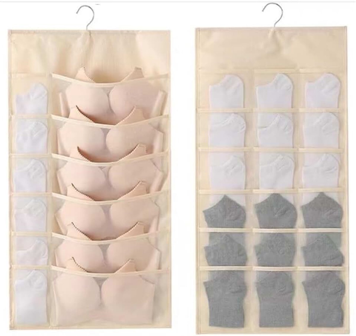 Hangende kledingorganizer met 30 netvakken, hangen beha-organizer, kledingkast voor sokken en sjaals, stropdassen