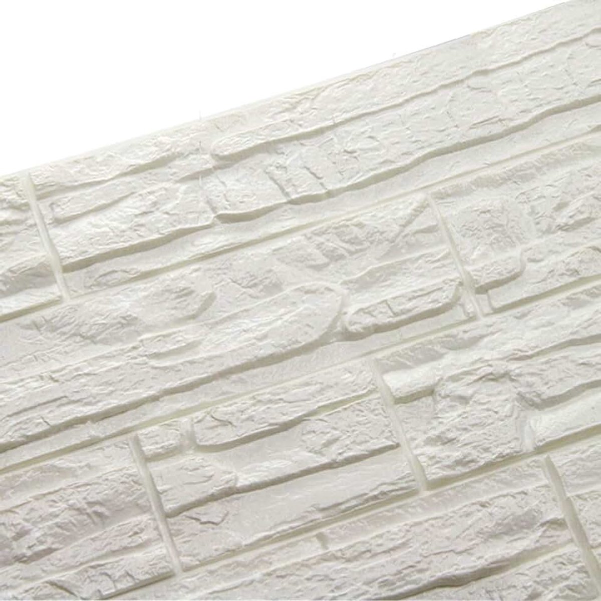 Behang, zelfklevend, doe-het-zelf, muurdecoratie, reliëf, steen, baksteen, voor kantoor, slaapkamer, woonkamer, woondecoratie, 60 x 60 cm (1 stuk, wit)