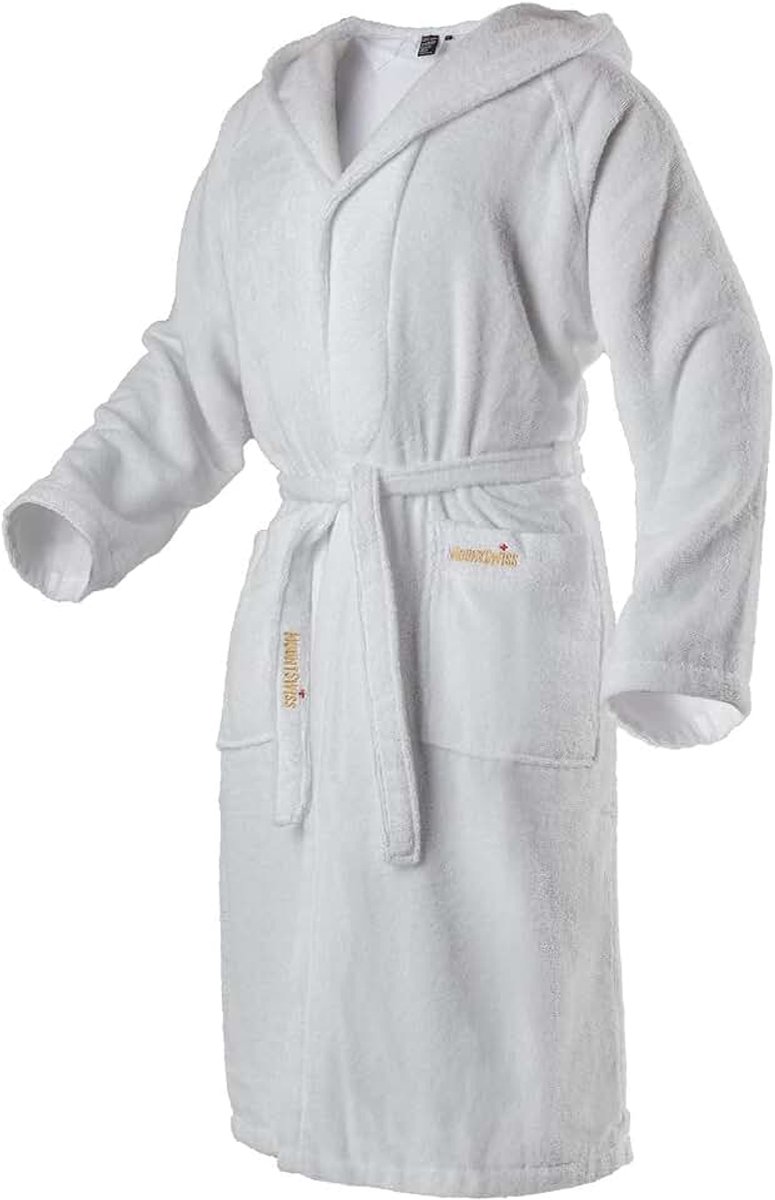 Swiss AARAU Badjas met capuchon, uniseks, van pluizig katoen, kimono met keuze uit kleuren en maten S - 5XL, badjas, Oeko-Tex Standard 100
