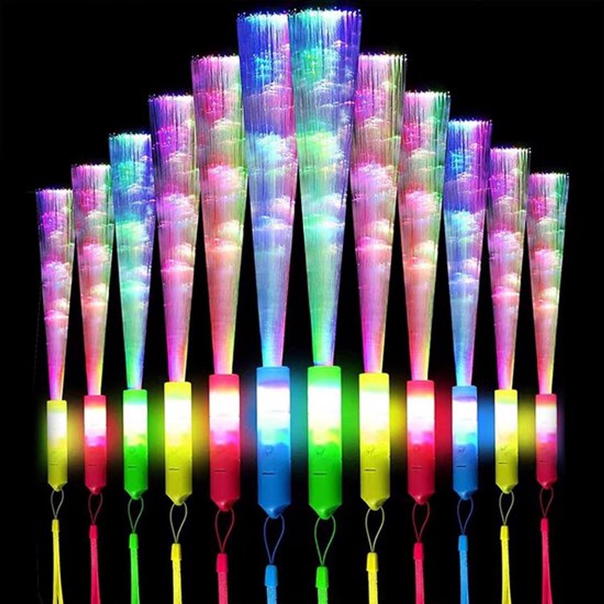 12 stuks LED lichtstaven voor bruiloft en feest - glasvezel lichtstaafjes voor kinderen Kerstmis .