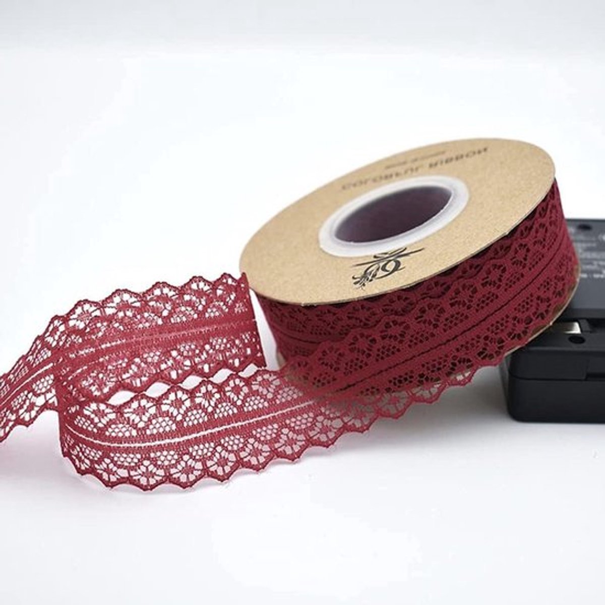 Kantlinten voor bruiloften en feesten - Decoratieve Kantband voor DIY-creaties, cadeaus en bloemstukken in wijnrood