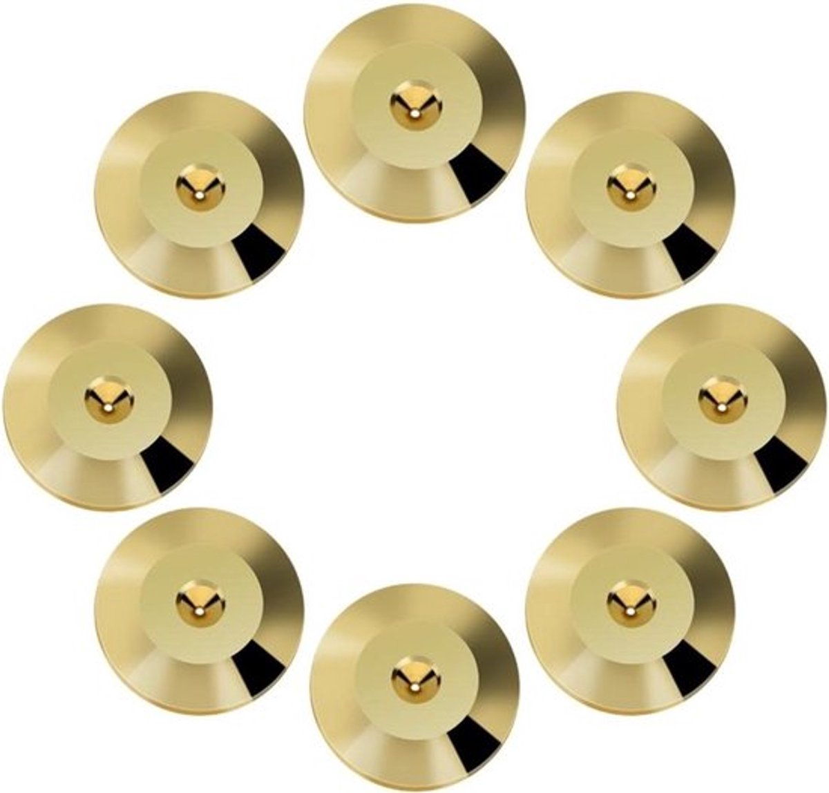 8-delige Set Spikes en Wasmachines voor Geluidsisolatie en Schokabsorptie van Speakers en Versterkers in Goud