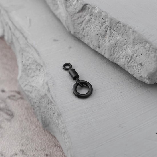 Hengelsport - Karper - 50 Stuks - Micro Ring Swivel - Reservoir Vissen - Accessoire - Geschikt voor Alle Hengels - Zwart — afbeelding 2