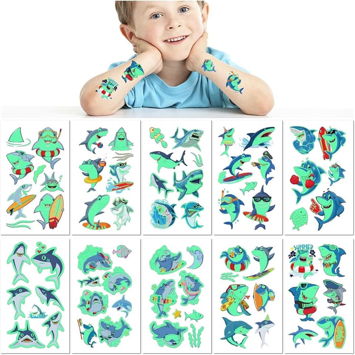 Tijdelijke Tattoos voor Kinderen Waterdicht Cartoon Oceanenfeest Leuke Stickers Schattig Zeedier Cadeau