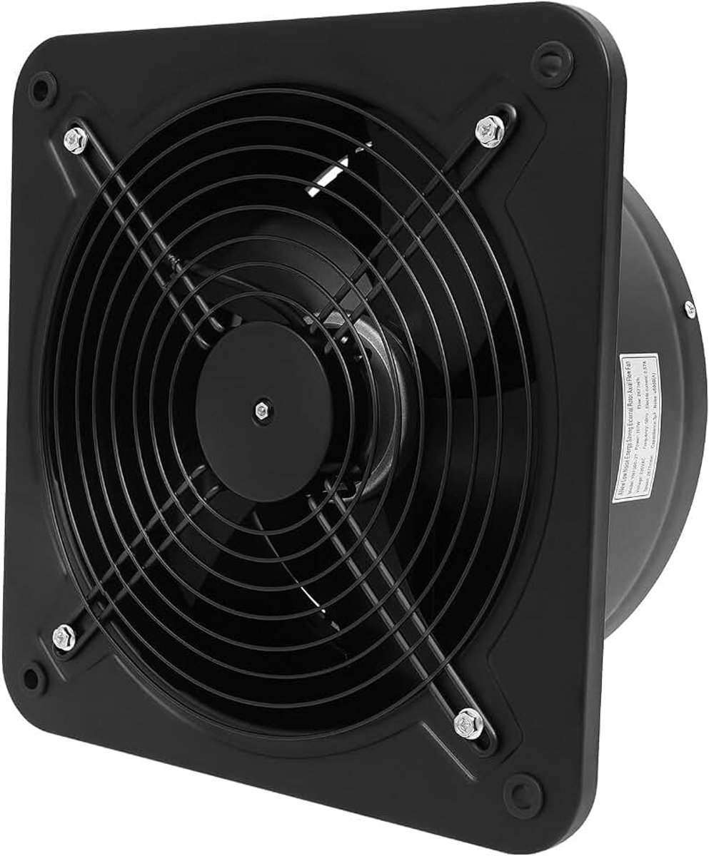 300 mm met buitenloopmotor, 5 metalen bladen, zwart | 2677 m³/h luchtstroom, 2677 omw/min, ≤ 60 dB, wand- of plafondmontage, 220 V directe aansluiting, 107 W