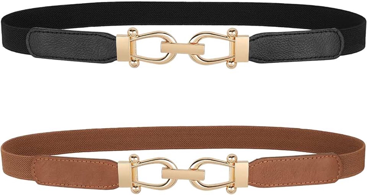 Dunne metalen riem voor dames, elastische metalen kettingriem voor jurk