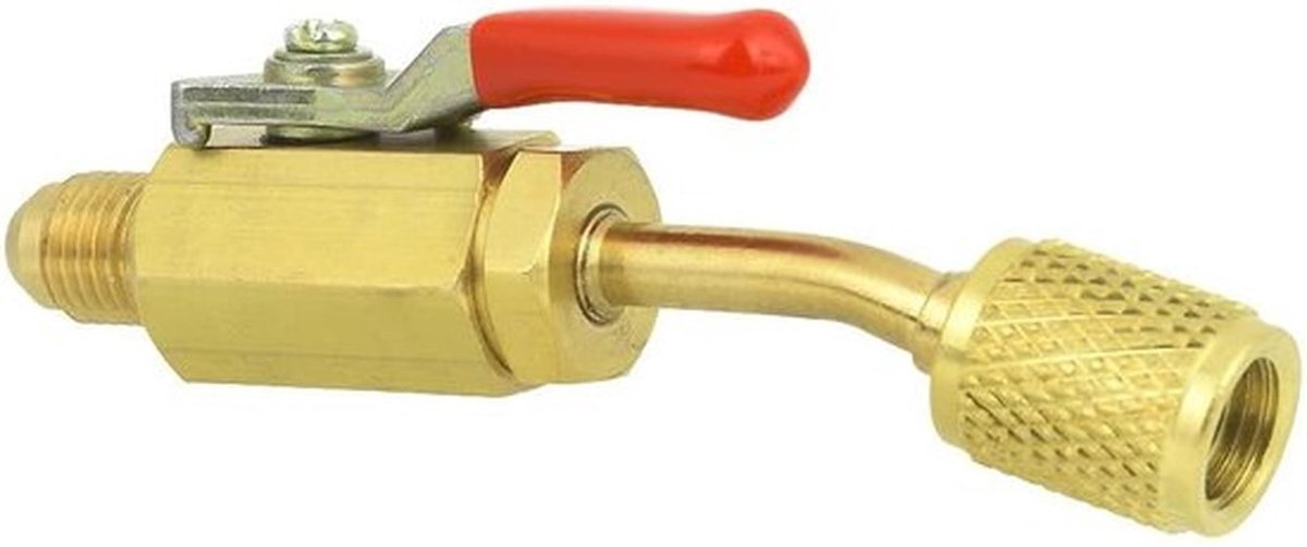 Compacte kogelkraan van messing voor airconditioning koelmiddel R12 R134A R410A - handmatige afsluitklep - 1/4 inch - rood .