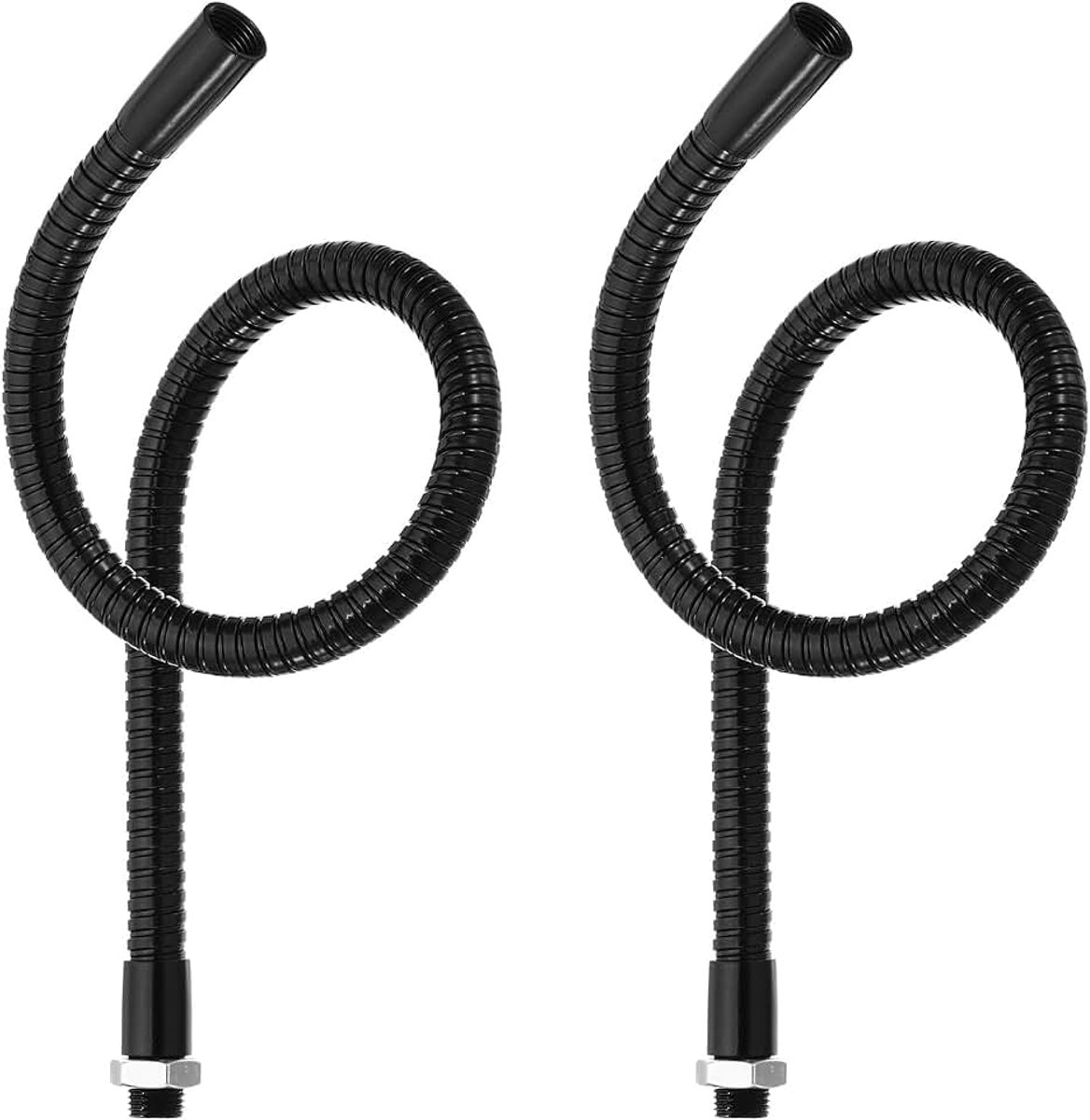 15,7 inch universele zwanenhalsslang, 2 stuks M10 fijne draad, buigbare metalen slang, flexibele armbuisverlenging voor lamp, doe-het-zelfapparatuur, zwart
