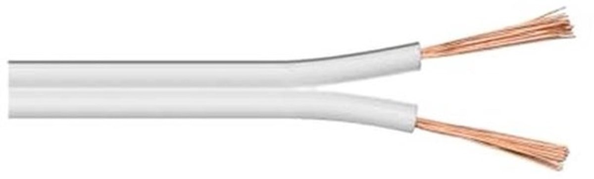 Speaker Kabel 2 x 0.75 mm² CCA - Hoogwaardige Audio Kabel per Meter voor Hi-Fi en Thuisbioscoop Systemen - 50 Meter - Wit