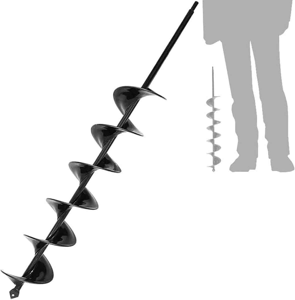 Vijzel boor Zwart 8x60cm Grondboor Spiraal Tuin Boor Tuin graafmachine boor Professionele boor voor vijzel Tuin Planter Bulb Auger Boor Tuin Auger