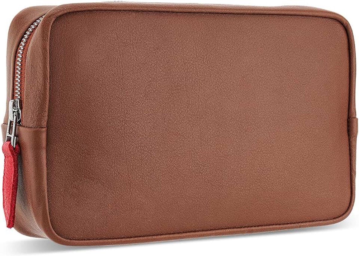 & Smooch Kabeltas Accessoire Tas Tech Case Longford | Plantaardig gelooid leer | Handgemaakt in Duitsland | Kleur Lichtbruin