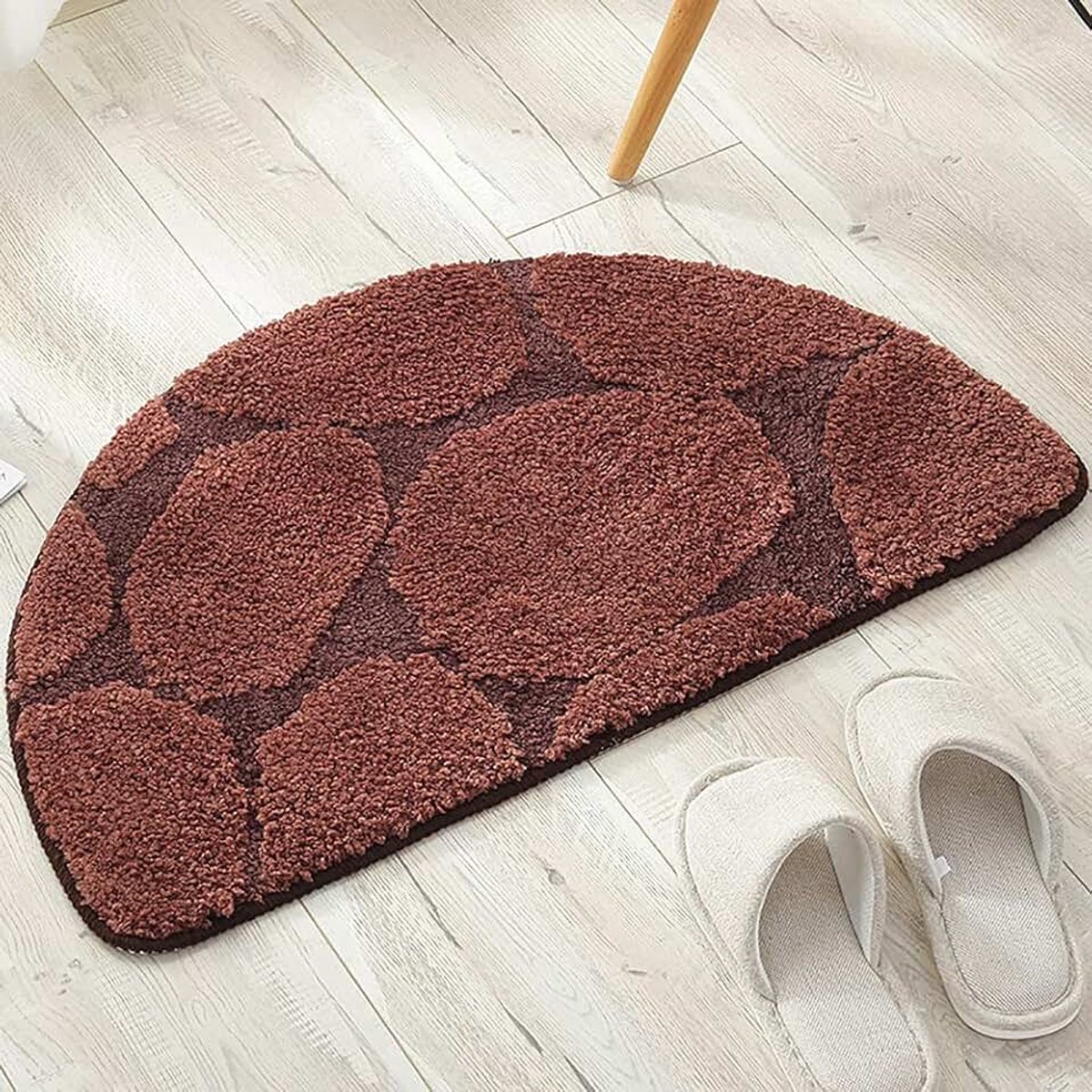 Circle Bath Mat, Indoor & Outdoor Welcome Mat, Antislip Badkamer Tapijt Tapijten Douchemat,Bruin,42x70cm