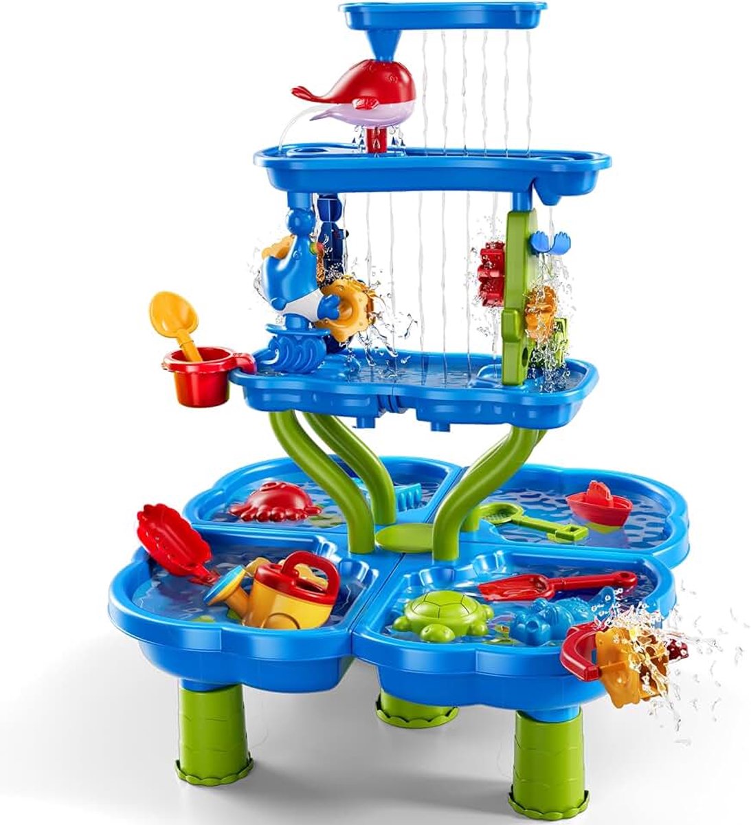 Zand- en watertafel voor kinderen vanaf 3 tot 8 jaar, watervalvijver, zomers outdoor strandspeelgoed, badkamerspeelgoed, sensorische speelset, cadeaus voor jongens en meisjes van 3 tot 8 jaar
