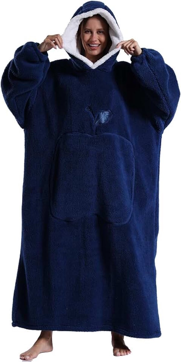 Hoodie Extra Lang, Draagbare Deken met Mouw voor Vrouwen Mannen, Hoodie Deken met Enorme Zak en Capuchon