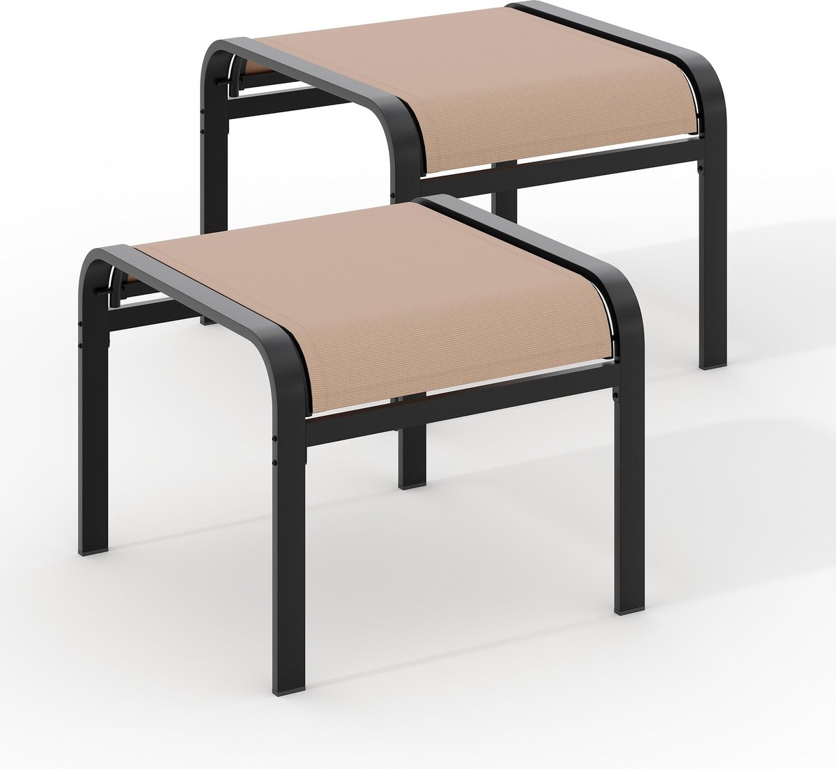 Triumpunpre Voetenbankje voor Buiten - Textiel Voetensteun met Stevig IJzeren Frame voor Tuin, Terras en Balkon - Waterafstotend Ademend Khaki Beige