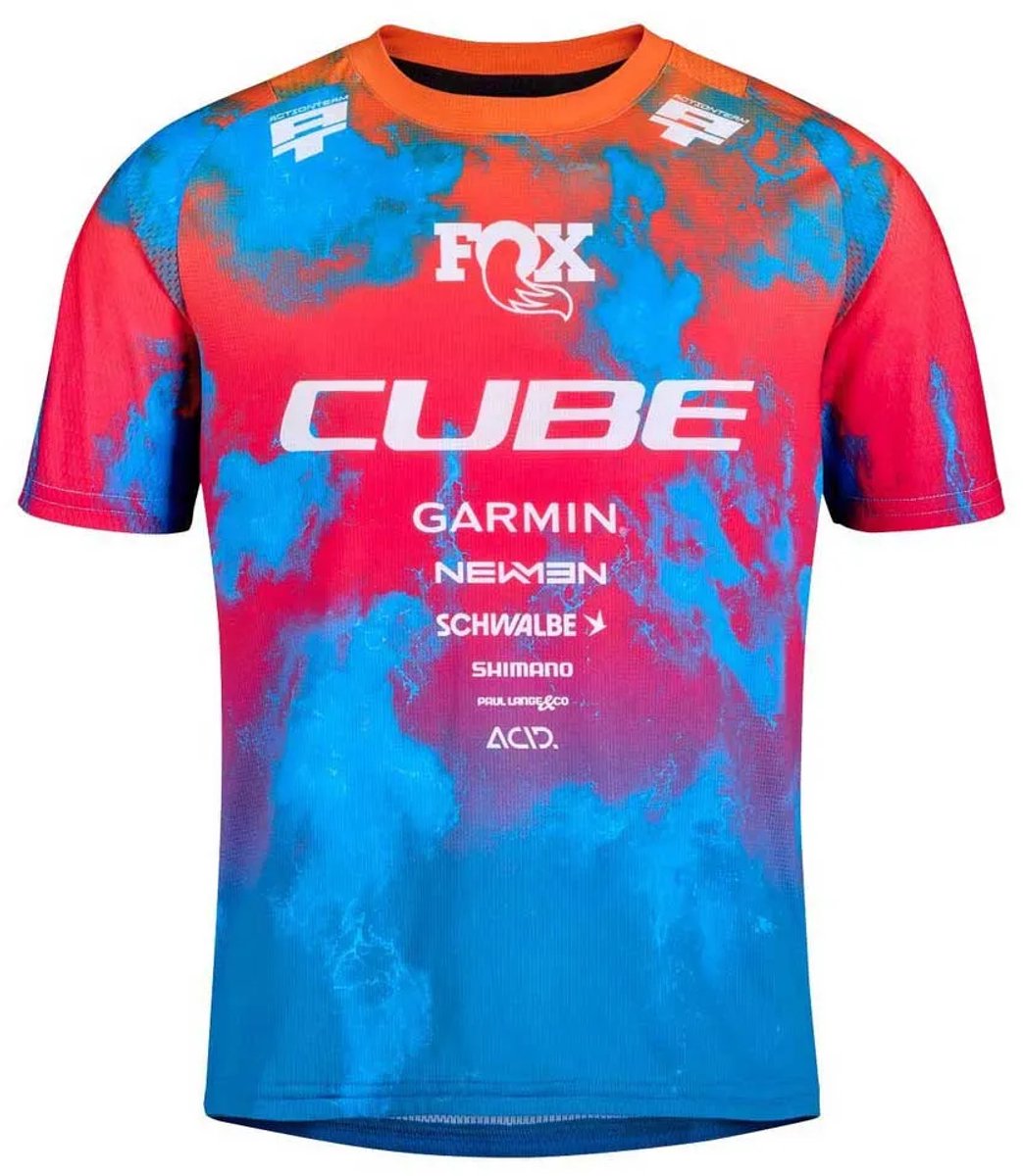 Cube Actionteam Korte Mouw Enduro Trui Blauw L Kinderen