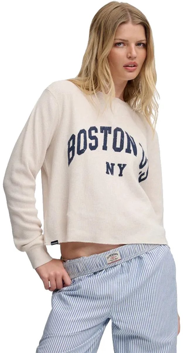 Superdry Athletic Essential Graphic Longsleeve Dames Lange mouwen shirts Haverbeige Gemeleerd