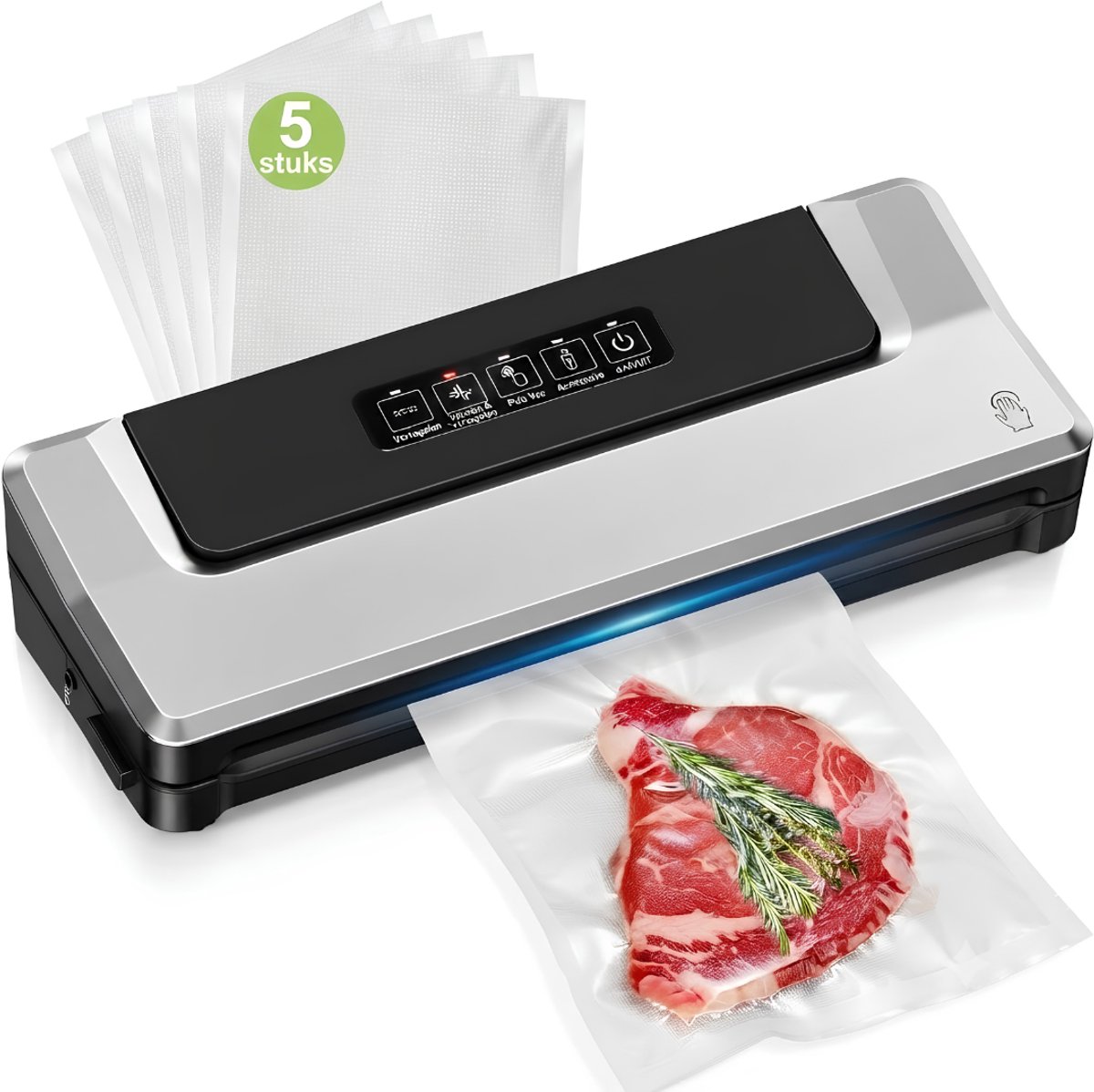 LNMsolutions® Vacumeermachine - Vacuummachines - Vacuüm Sealer - Zilver - 39cm x 15cm x 8cm