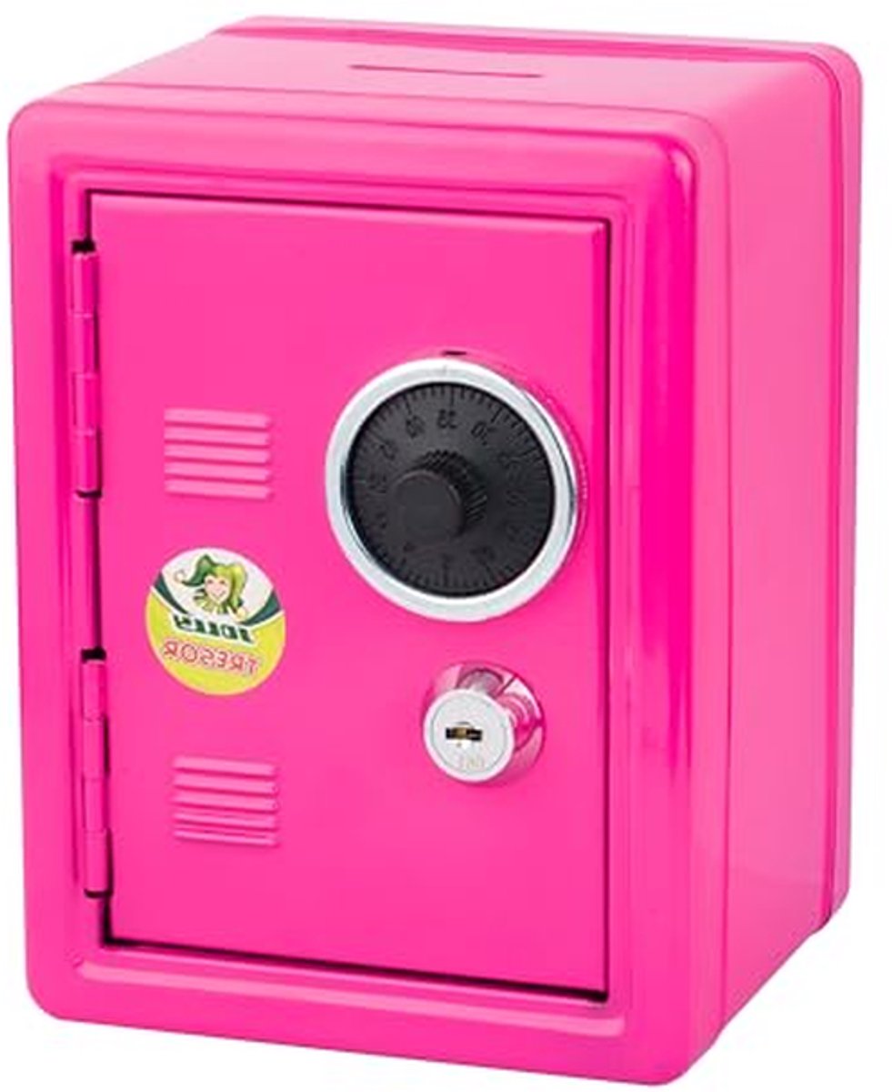 Veilige spaarpot - Schatkistje kluis - Geld bewaren - Cijfer en sleutel - 12 x 125 x 165 cm - Roze