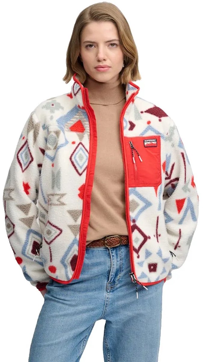 Superdry Outdoor Printed Zip Fleece Dames Hoodies Rood