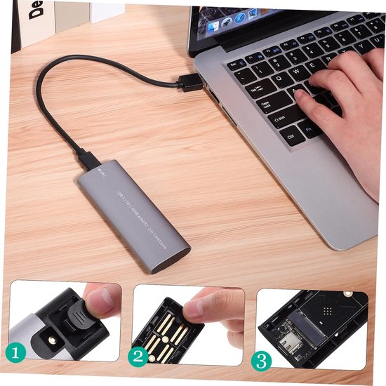 Externe Solid State Drive - Draagbare HHD - Snelle Gegevensoverdracht - Ultradun Lichtgewicht - 11.5 cm - Zilver — afbeelding 3
