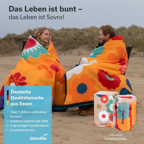 Deken Slaapzak - Kampeer Slaapzak - Buiten Kamperen - Koppelbaar voor Twee - 190 x 80 cm - Bloemenprint — afbeelding 3