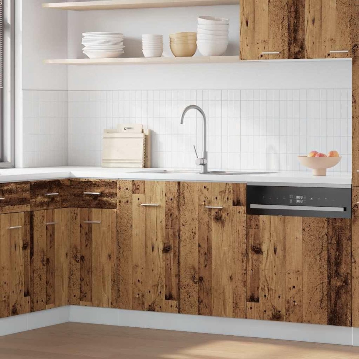 Spoelkast Keuken - Opbergkast Keuken - Keuken Organiseren - Robuust Houtmateriaal - 80 x 46 x 81.5 cm - Oud Hout