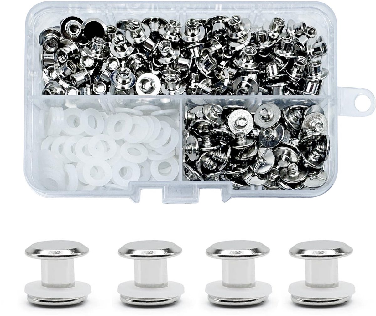 Bindschroeven Diverse Kit M5*4 Ronde Kruiskop Chicago Schroeven Kit Metalen Schroef Nail Klinknagel Chicago Knop voor DIY Lederen Boekbinden Riem Decoratie (zilverkleurig, m5*6)