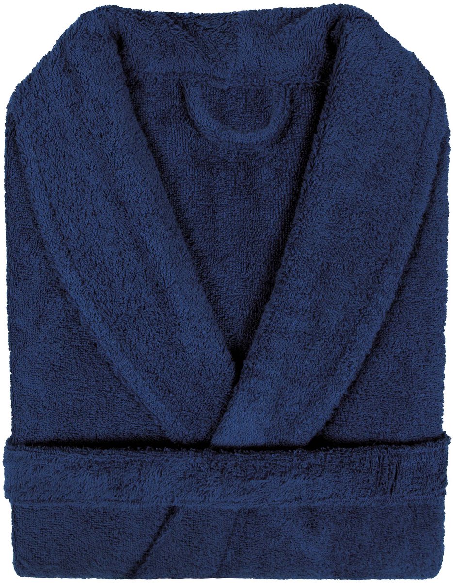 Badstof Badjas Shawlkraag Uni Pure Donkerblauw col 2094 Maat XXL