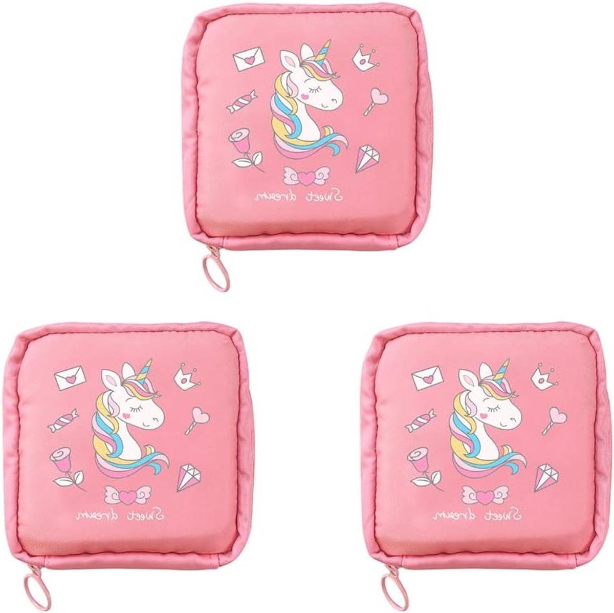 Maandverband Opbergtas - Periode Zakje Tampon Houder - Hygiënisch Opbergen - Draagbaar Compact Ontwerp - 12x12x4cm - Cartoonprint