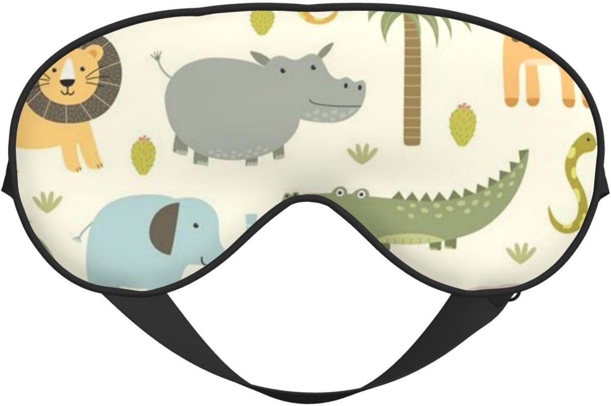 Zacht Oogmasker - Slaaphulp - Comfortabel Slapen - Verstelbaar Bandje - 20 x 10 cm - Safari Dieren Print
