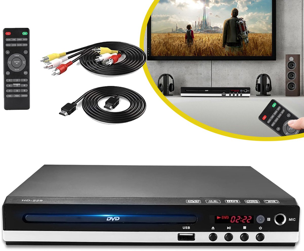 CD/DVD-Speler Voor TV - Full Hd 1080p Multifunctionele Speler - Met HDMI/USB/AV-Aansluiting - USB-Speler