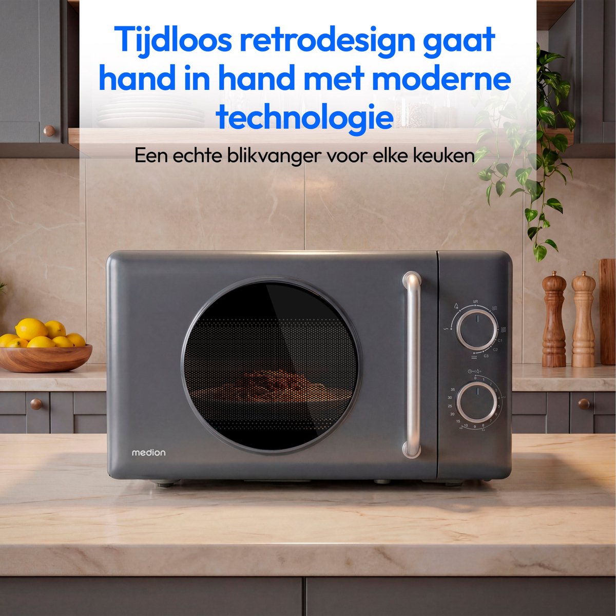 MEDION Retro magnetron met grill - donkergrijs thumbnail 4